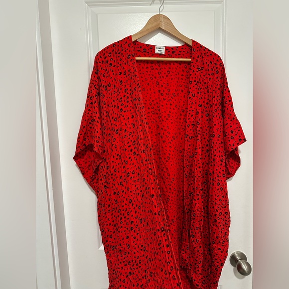 Sunday Best Red Animal Print Tunic Oversized Fit - Picture 4 of 10